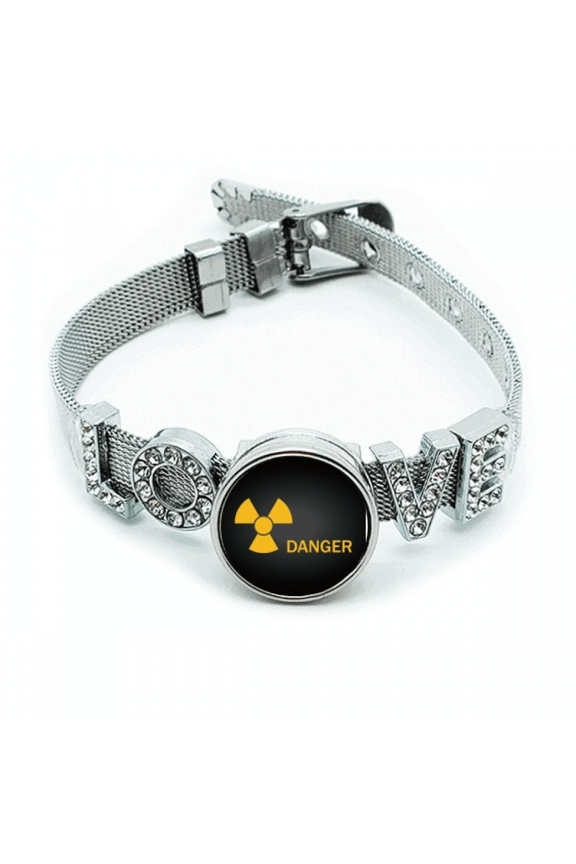 Logo Radioactive Substances Warning Bracelet Wristband Crystal Love Adjustable Bangle
