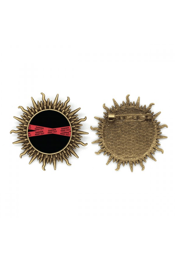 Logo Red Danger Line Keep Out Metall Sonne Brosche Haken Pin