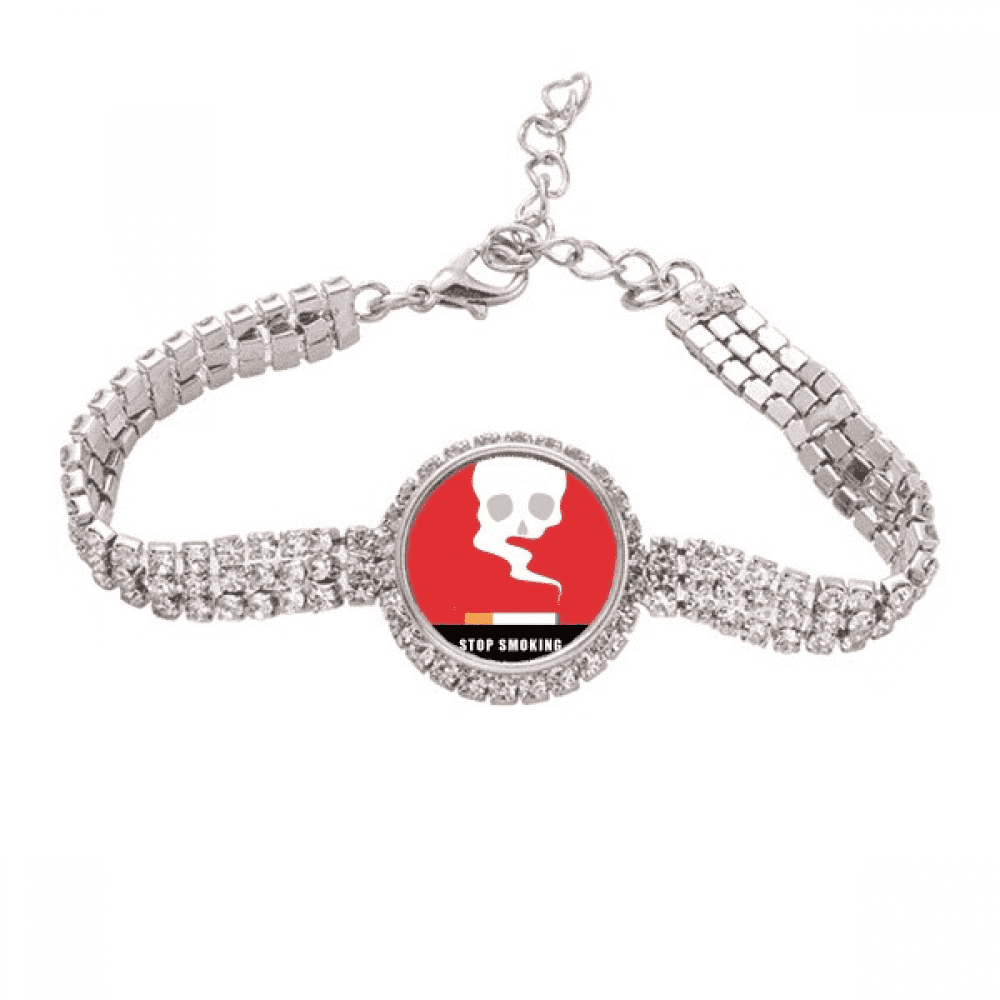 Logo Smoking Cause Deaths Tennis Chain Anklet Bracelet Diamond Jewelry
