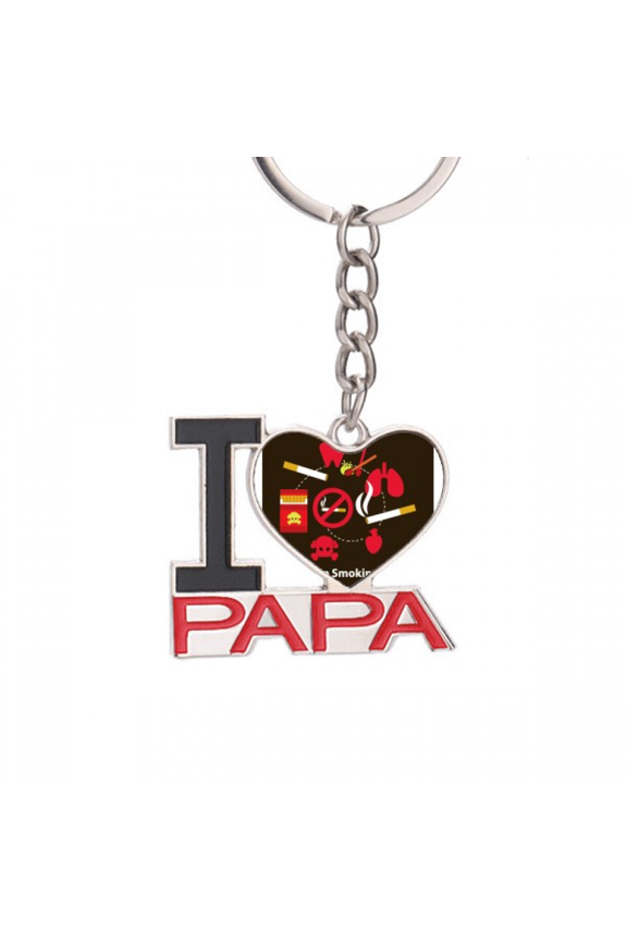 Logo Stop Smoking Art Deco Fashion Keychain Metal Keyring Holder Love PAPA Father