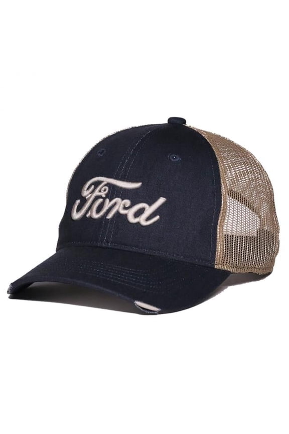 Logo Tea Stained Worn Pre-Curved Adjustable Trucker Hat