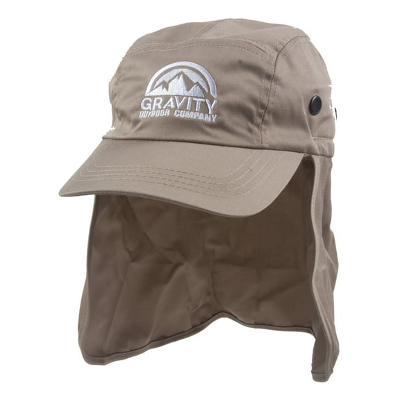 Logo Traveller Flap Sun Hat - Khaki