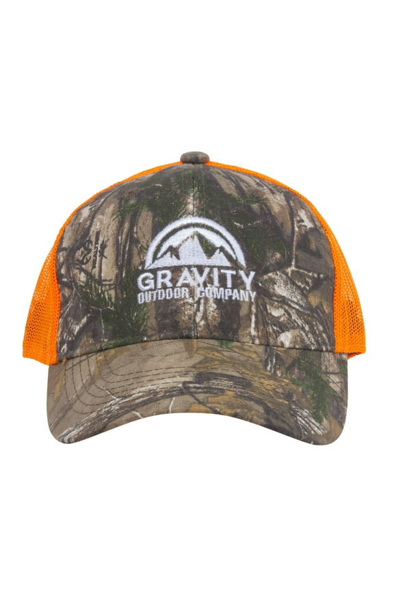 Logo Tree Hunting Two-Tone Trucker Hat - Orange/Tree