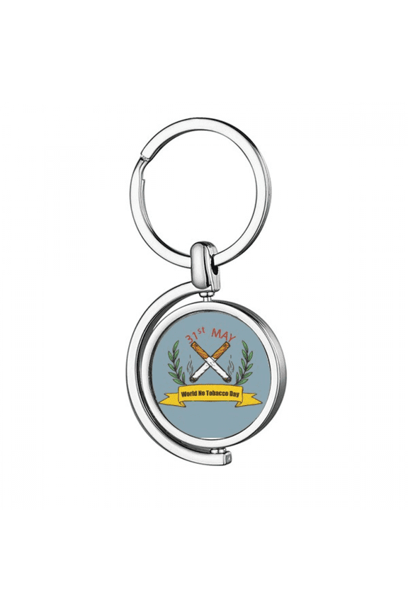 Logo World No Tobacoo Day Rotating Keychain Metal Keyring Holder