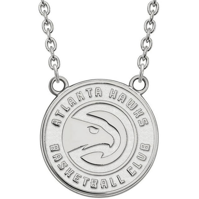 LogoArt 10 Karat White Gold NBA Atlanta Hawks Large Pendant with Necklace