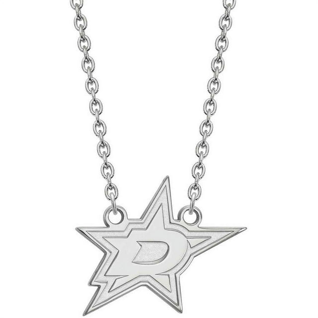 LogoArt 10 Karat White Gold NHL Dallas Stars Large Pendant with Necklace