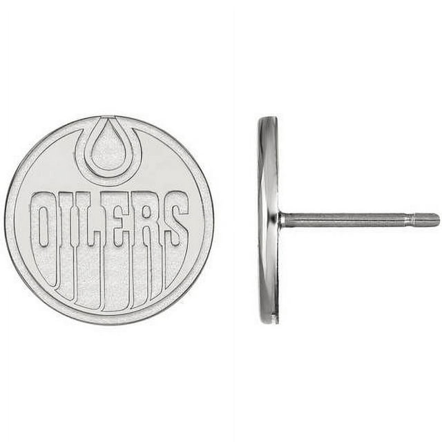 LogoArt 10 Karat White Gold NHL Edmonton Oilers Small Post Earrings