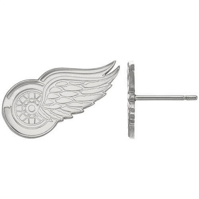 LogoArt 10K White Gold NHL LogoArt Detroit Red Wings Small Post Earrings