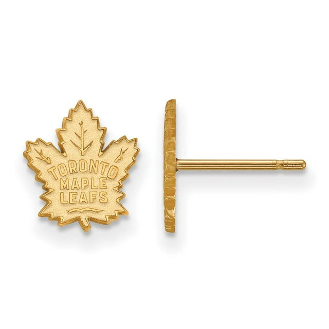 LogoArt 10K Yellow Gold NHL LogoArt Toronto Maple Leafs XS Post Earrings