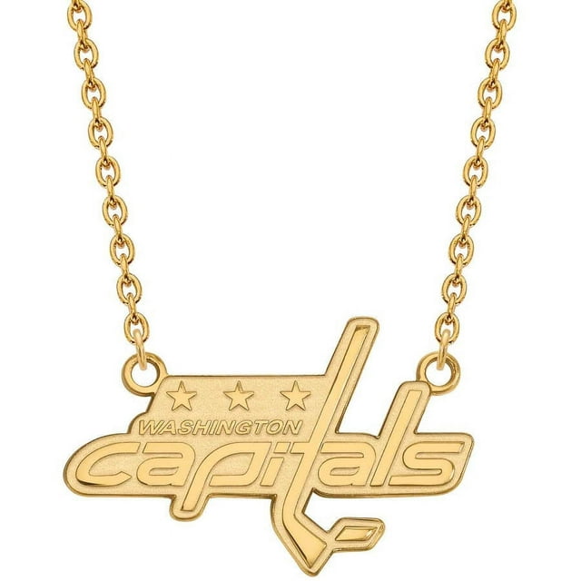 LogoArt 14 Karat Yellow Gold NHL Washington Capitals Large Pendant with Necklace