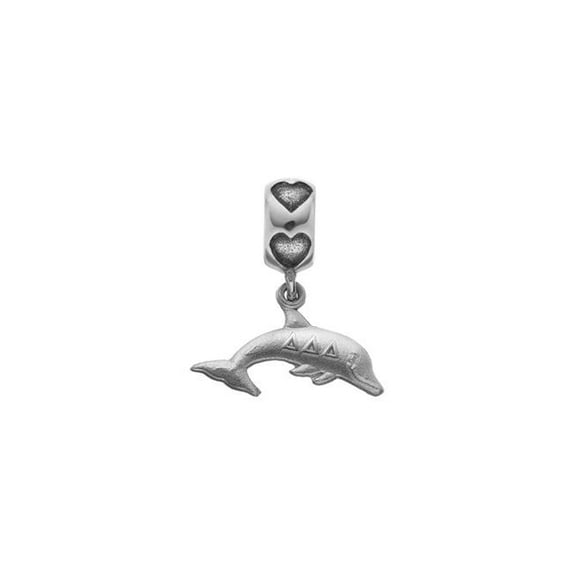 LogoArt DDD003BD2-SS Sterling Silver 3 Delta Dolphin Charm on Heart Bead