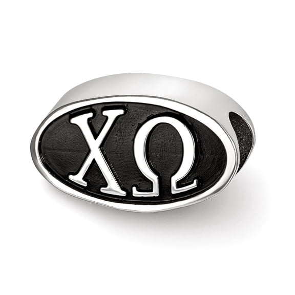 LogoArt Sterling Silver 15.25mm Chi Omega Oval Letters Bead Charm