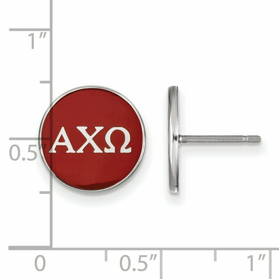 LogoArt Sterling Silver Alpha Chi Omega Enameled Post Earrings