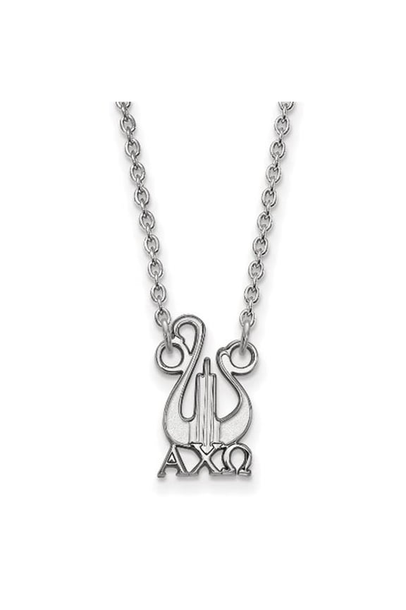 Sterling Silver Alpha Chi Omega Extra Small Pendant Necklace With 18 Inch