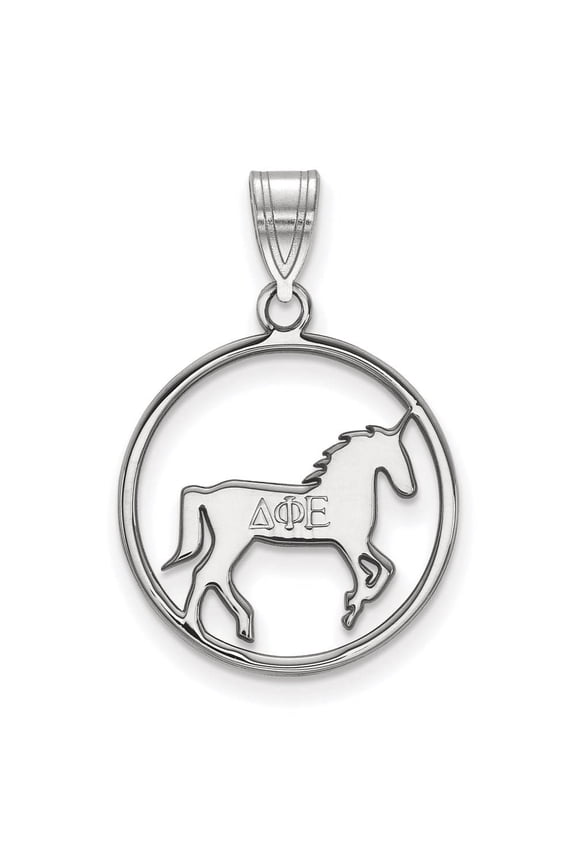 Sterling Silver Delta Phi Epsilon Small Circle Pendant Necklace