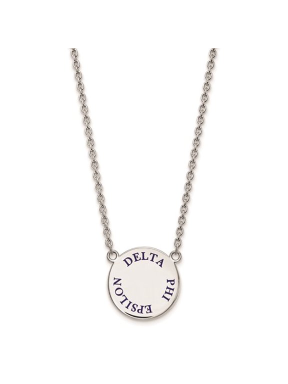 Sterling Silver Delta Phi Epsilon Small Enameled Pendant Necklace With 18 Inch