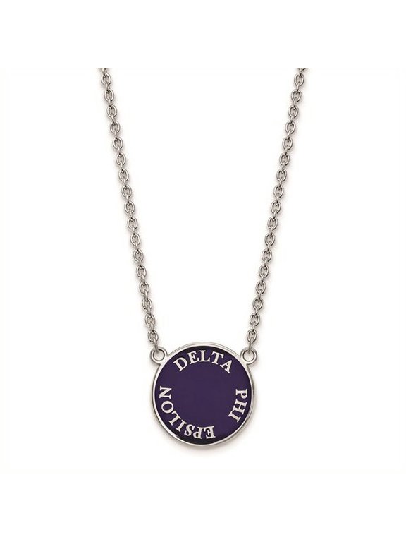 Sterling Silver Delta Phi Epsilon Small Enameled Pendant Necklace With 18 Inch
