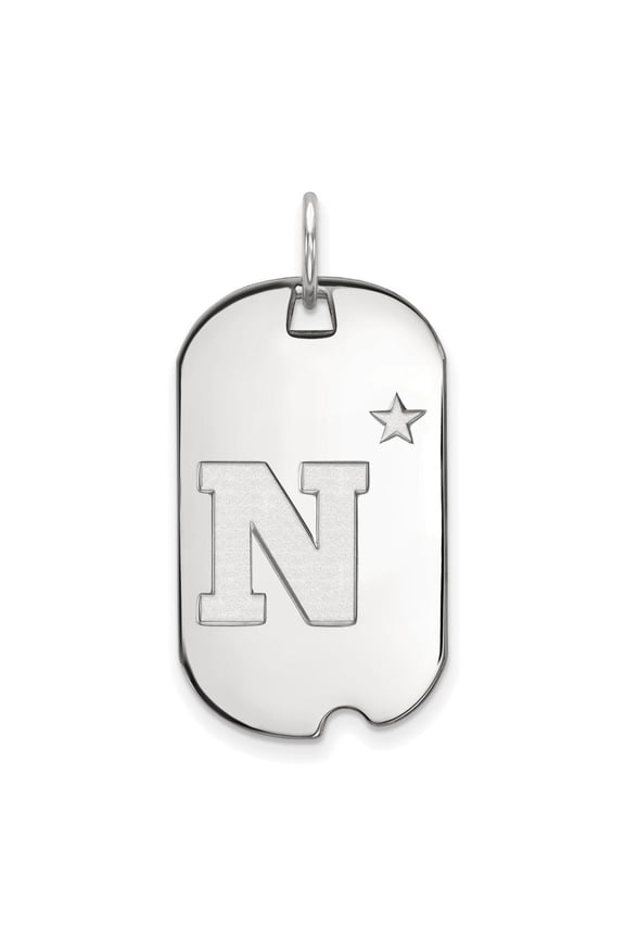 Sterling Silver Navy Small Dog Tag Pendant Necklace
