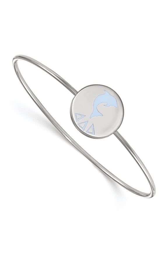 Sterling Silver Rhodium-plated Delta Delta Delta Enameled Slip-on Bangle