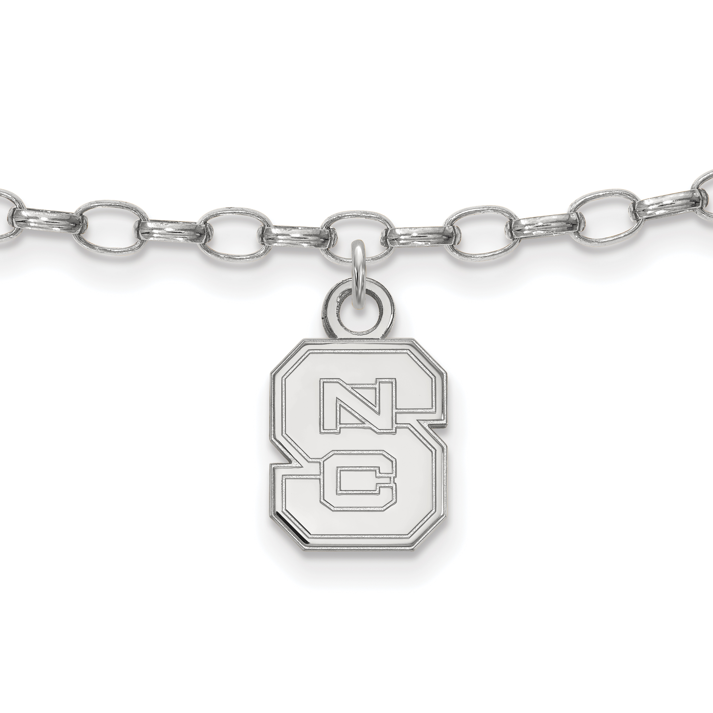 LogoArt Sterling Silver Rhodium-plated North Carolina State University Anklet - image 1 of 5