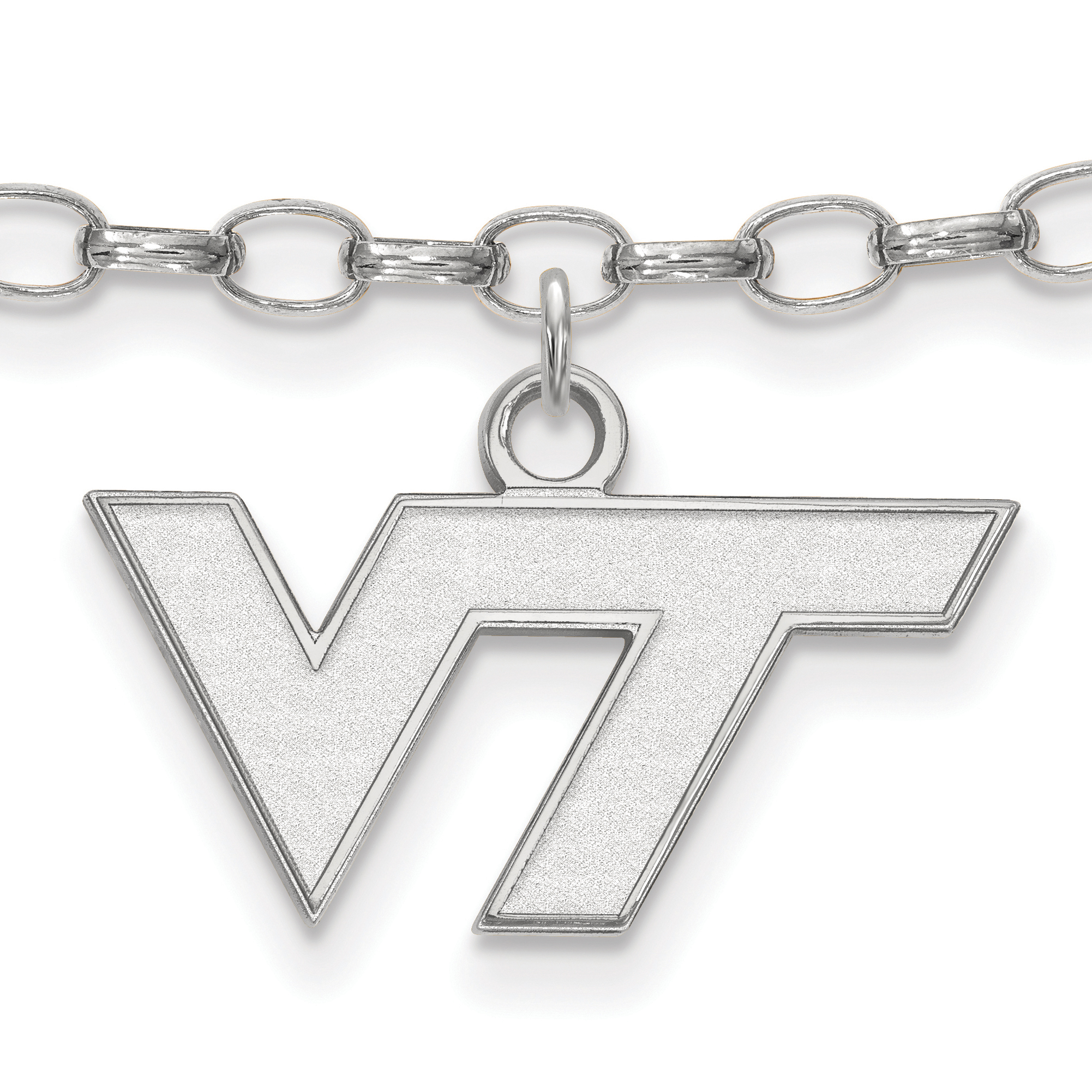 LogoArt Sterling Silver Rhodium-plated Virginia Tech Anklet - image 1 of 5