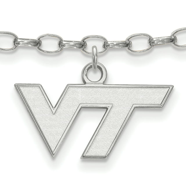 LogoArt Sterling Silver Rhodium-plated Virginia Tech Anklet