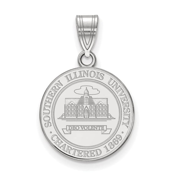 LogoArt Sterling Silver Southern Illinois University Medium Crest Pendant Necklace