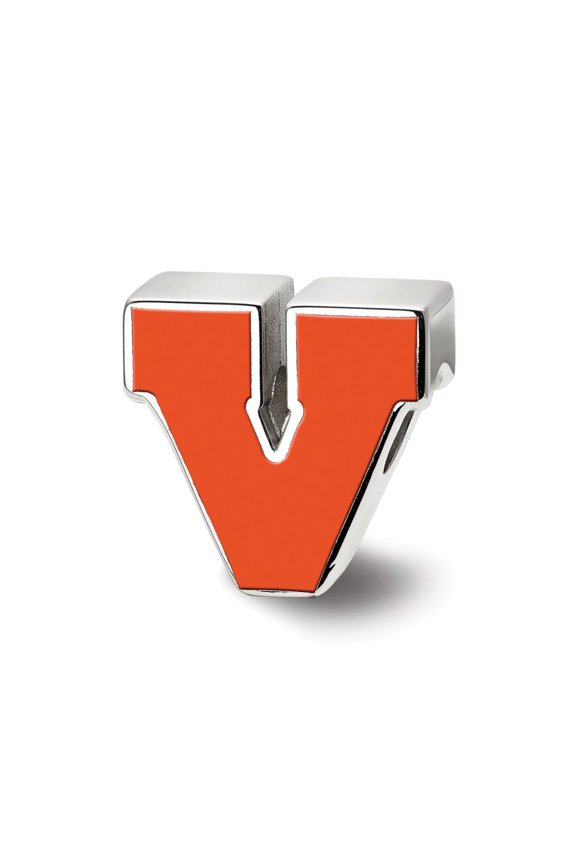 SS500UVA Sterling Silver University of Virginia Block V Enameled Logo Bead Charm