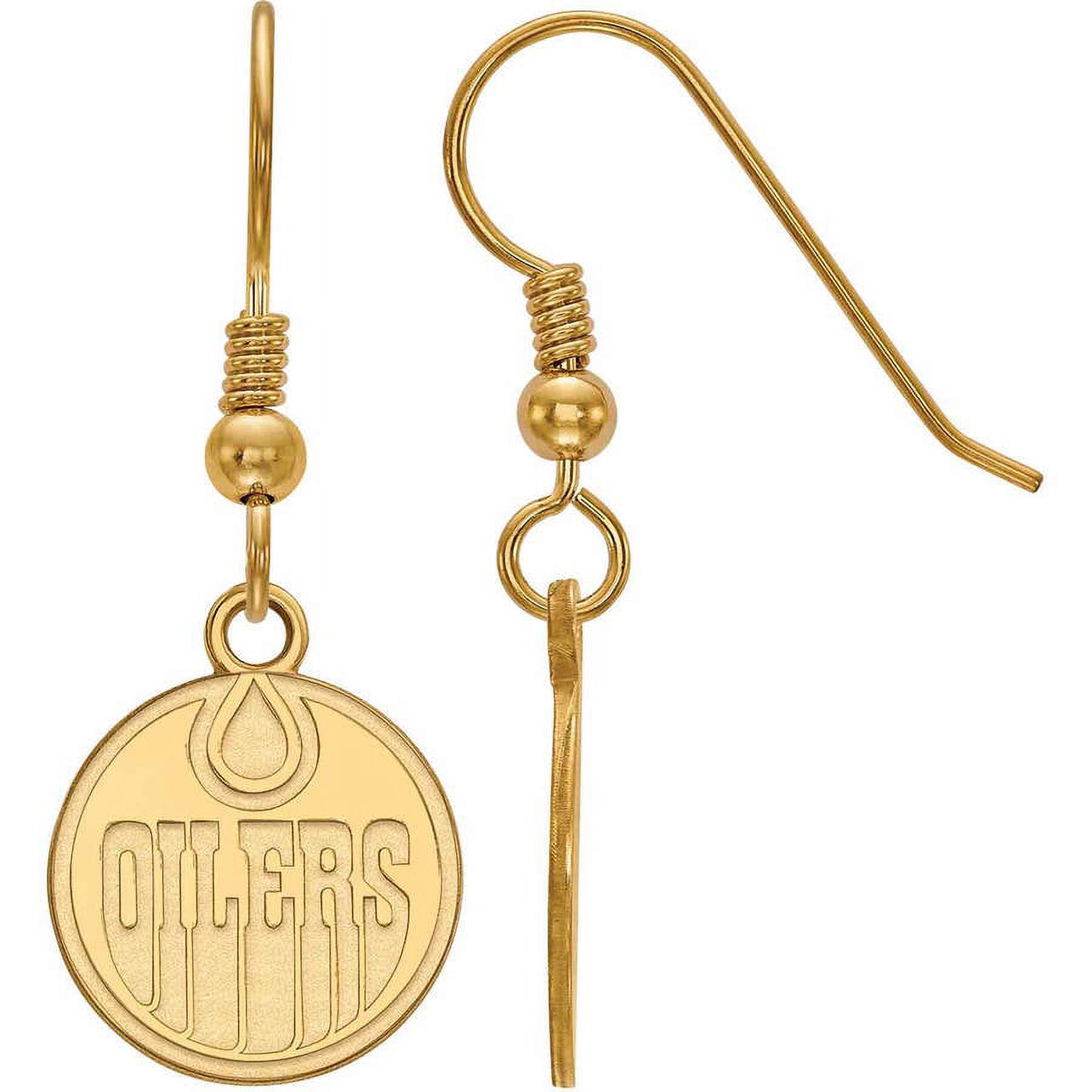 LogoArt Sterling Silver with 14 Karat Gold-plated NHL Edmonton Oilers Small Dangle Earrings - image 1 of 5