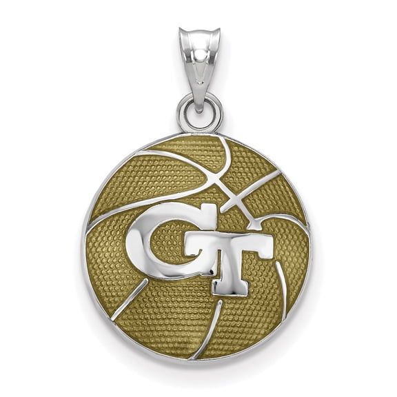 Logoart 925 Sterling Silver Georgia Institute Of Technology Enameled Basketball Pendant