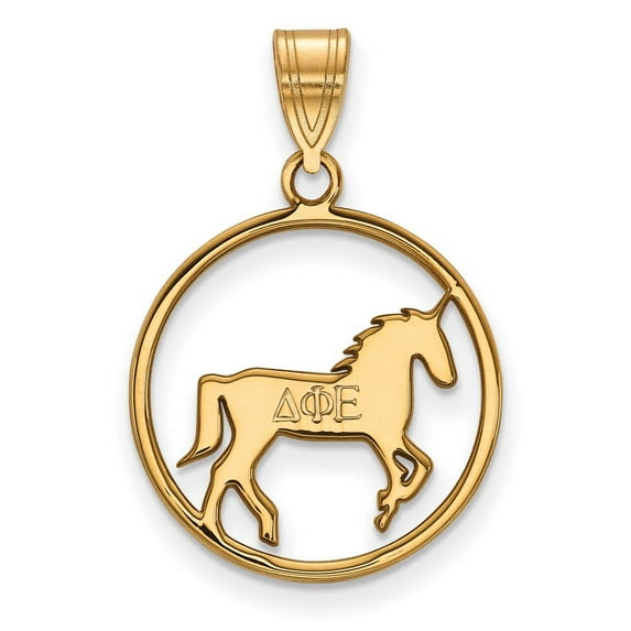 Logoart Sterling Silver Gp Delta Phi Epsilon Medium Circle Pendant