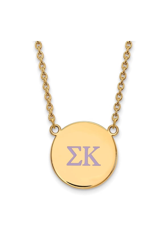 Sterling Silver Gp Sigma Kappa Large Enamel Pendant Necklace