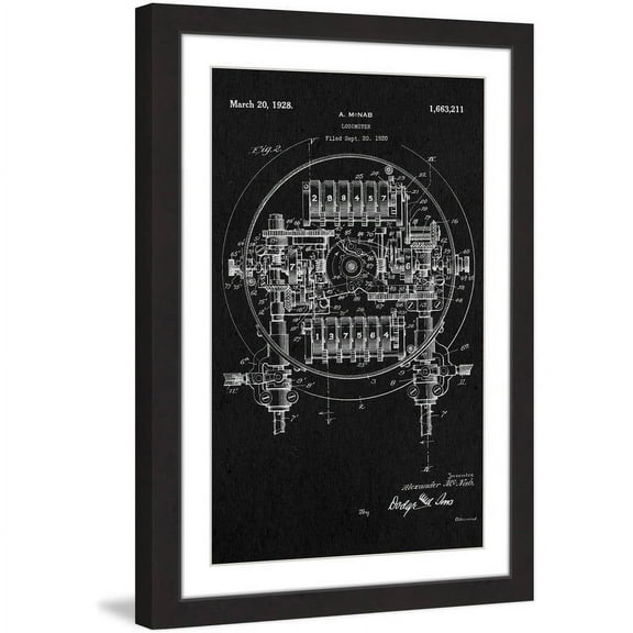 "Logometer 1920 Black Paper" Framed Painting Print