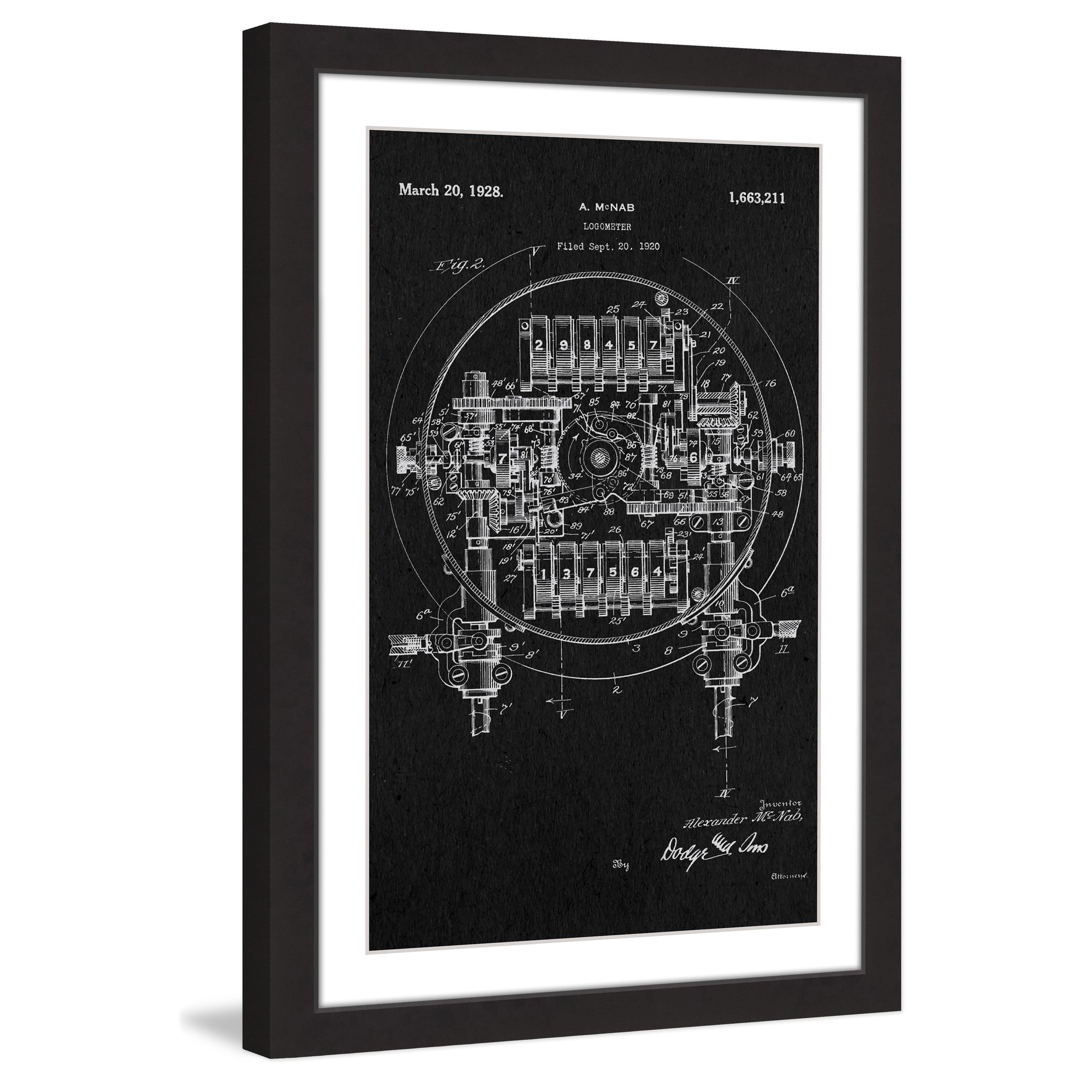 "Logometer 1920 Black Paper" Framed Painting Print