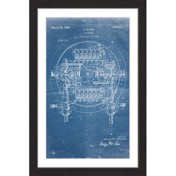 "Logometer 1920 Blueprint" Framed Painting Print