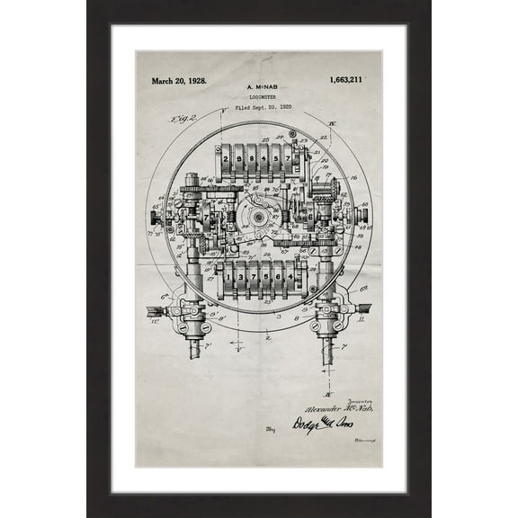 "Logometer 1920 Old Paper" Framed Painting Print