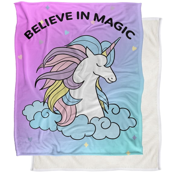 Logovision Believe in Magic Silky Touch Sherpa Back Super Soft Throw Blanket