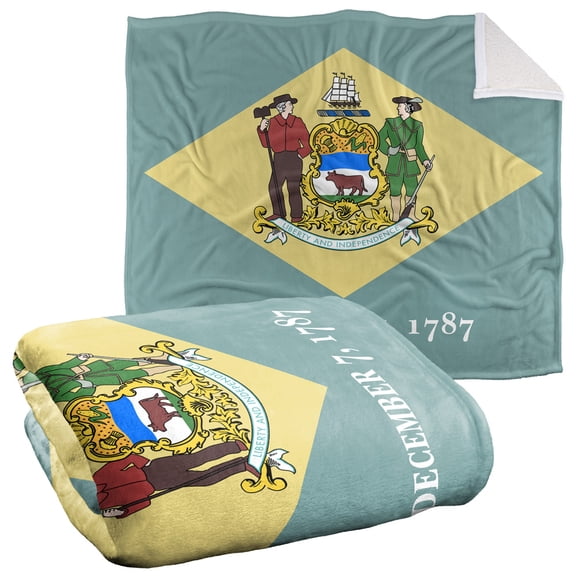 Logovision Blanket, 50"x60", Delaware Flag Silky Touch Sherpa Back Super Soft Throw Blanket