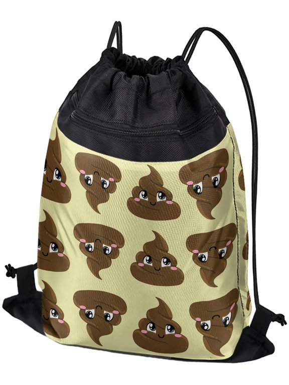 , Cute Poop Pattern Drawstring Backpack Sports Bag Sackpack 17" x 13", Perfect for Gym, Yoga or Practice