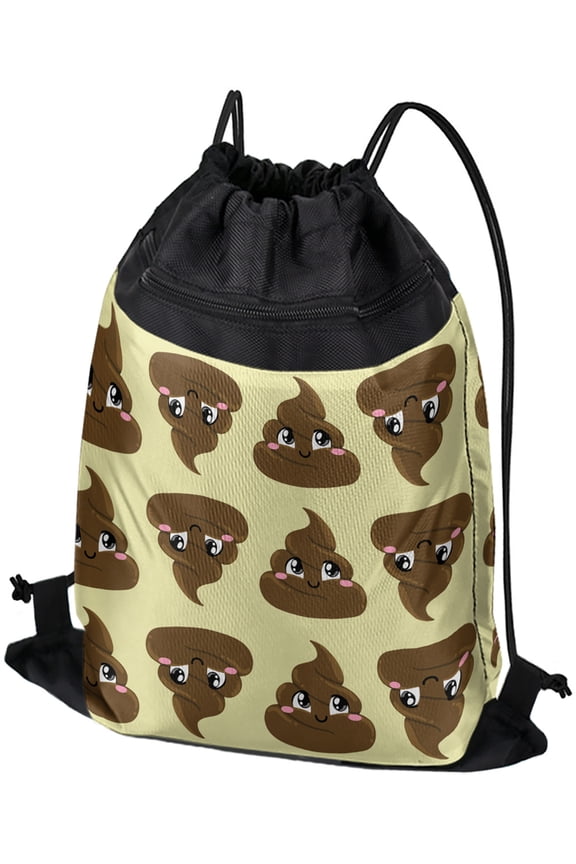 , Cute Poop Pattern Drawstring Backpack Sports Bag Sackpack 17" x 13", Perfect for Gym, Yoga or Practice