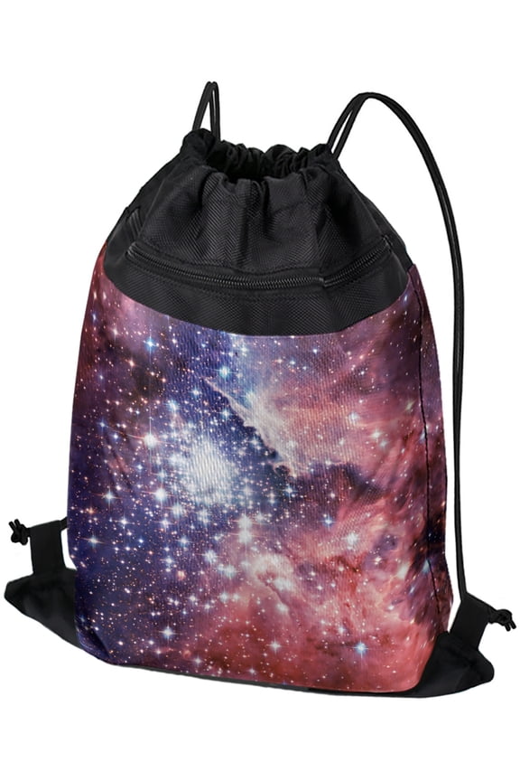 , Nebula Space Galaxy Drawstring Backpack Sports Bag Sackpack 17" x 13", Perfect for Gym, Yoga or Practice