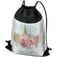 thumbnail image 1 of Logovision, Unicorn Crown Features Drawstring Backpack Sports Bag Sackpack 17" x 13", Perfect for Gym, Yoga or Practice, 1 of 5