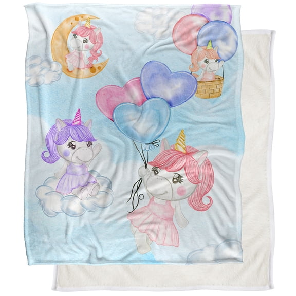 Logovision Unicorn Sky Silky Touch Sherpa Back Super Soft Throw Blanket