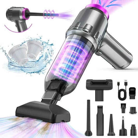 Loheer Car Vacuum Cleaner, 16000PA Portable Handheld Vacuum Cordless, with Brushless Motor, Grey