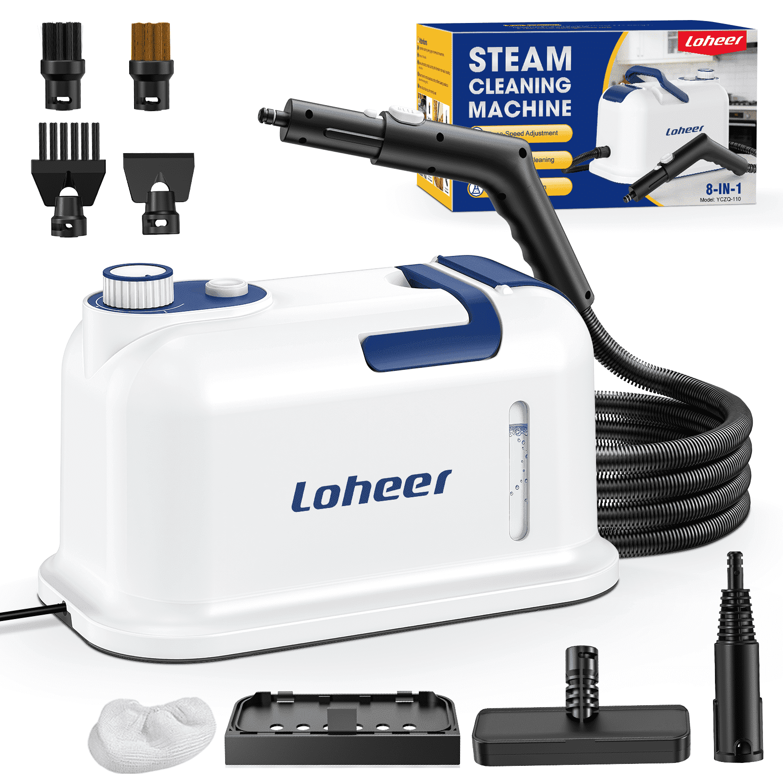 Loheer Portable Steam Cleaner - 1500W, 15s Fast Heat, 221°F High Temp,  Handheld Steam Cleaner with 1500ml Tank, for Grout, Cars, Upholstery Cleaning