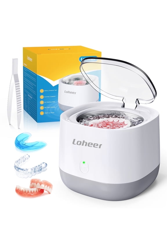Ultrasonic Retainer Cleaner 45kHz, 250ML Retainer Cleaner Machine for Denture, Mouth Guard, Aligner