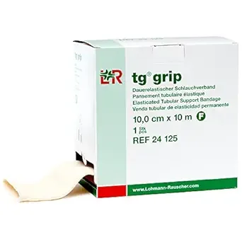 Lohmann & Rauscher Tg Grip, Size F, 10cm x 10m, Elasticated Tubular Compression Bandage for Light & Comfortable Support, Sleeve for Sprains, Strains, Soft Tissue Injuries, Skin Friendly Stockinette