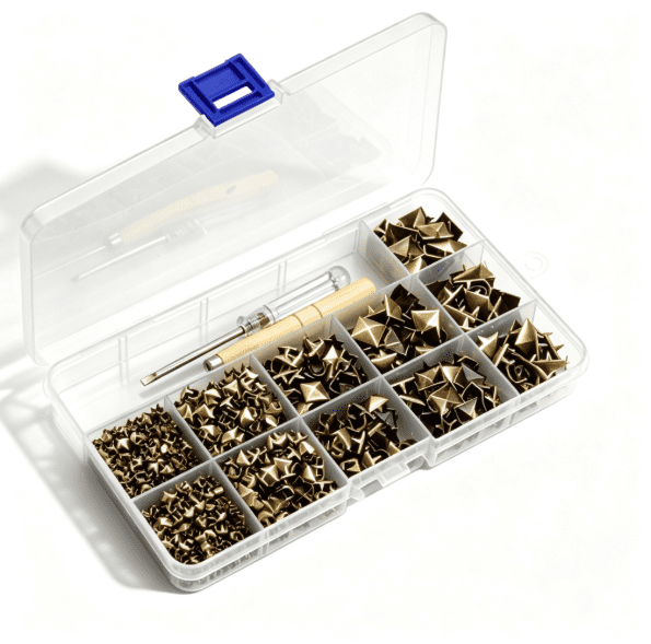 Pyramid Stud Rivet Lohol 1000Pcs Pyramid Studs Rivets Kit, 5 Sizes 4mm-12mm Metal Spikes ...