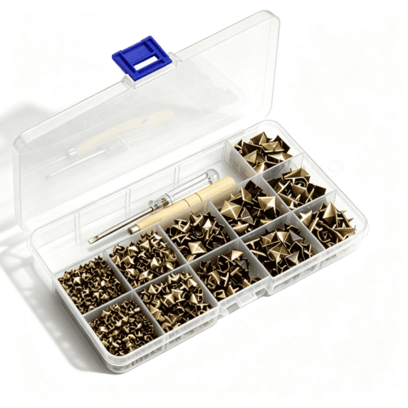 Pyramid Stud Rivet Lohol 1000Pcs Pyramid Studs Rivets Kit, 5 Sizes 4mm-12mm Metal Spikes ...