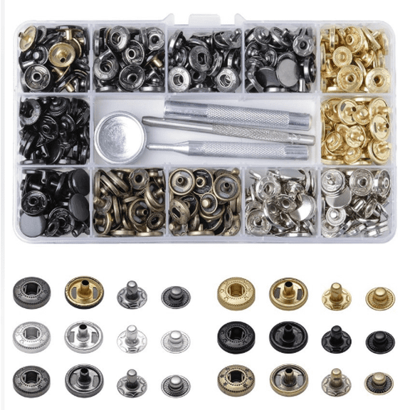 Lohol 150 Sets 12mm Metal Snap Buttons Kit, 6 Colors Heavy Duty Press Studs Fasteners with Installation Tools & Storage Case for Leather Craft, Clothing, Jackets, Bags, Wallets & DIY Repair
